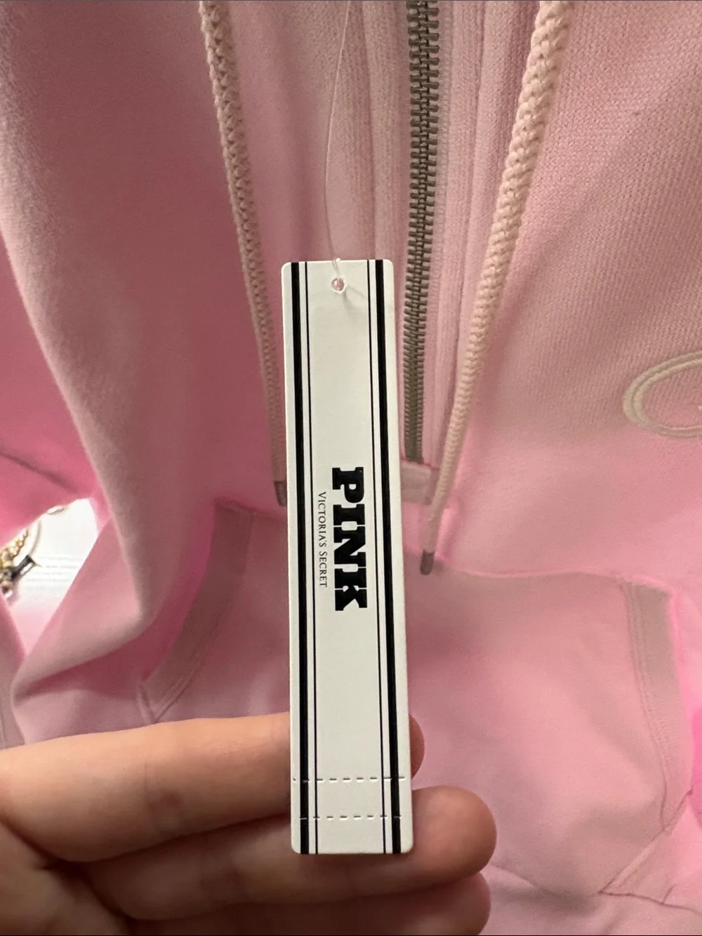 PINK Victoria's Secret Light Pink Half-Zip Hooded Sweatshirt